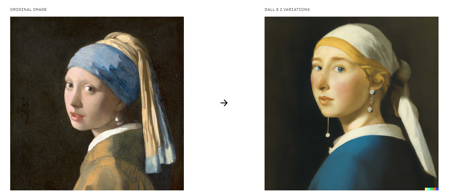 DALL·E 2 VARIATIONS of The Girl with a Pearl Earring