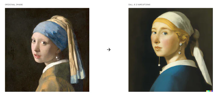 DALL·E 2 VARIATIONS of The Girl with a Pearl Earring